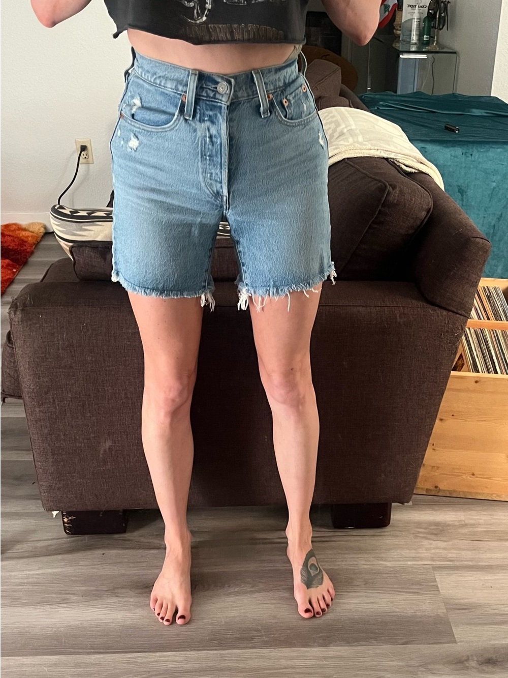 Levi's Light Blue High-Rise Cutoff Jean Shorts